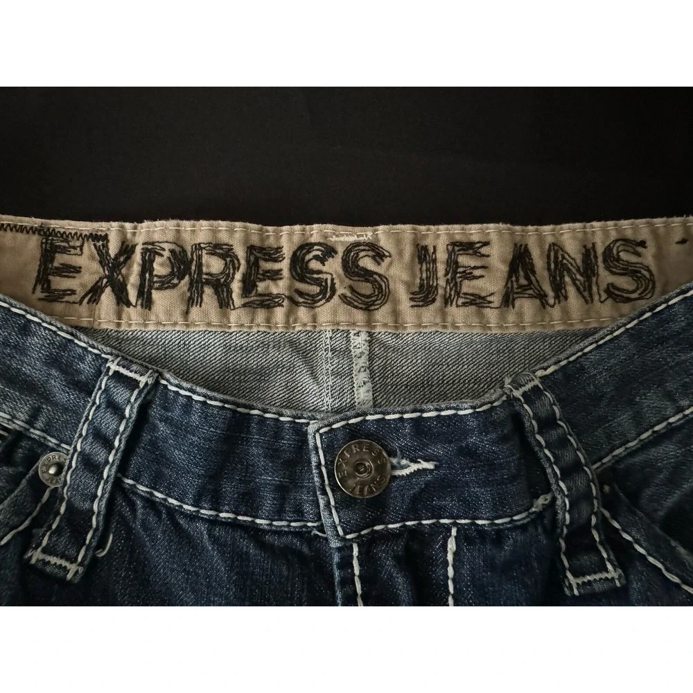 Express Mens 34x31 Jeans Classic Low Rise Boot Cut Kingston Denim *see Note*